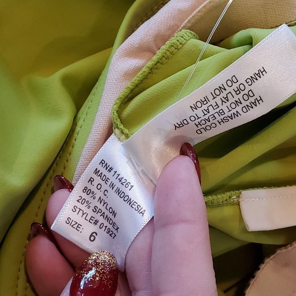 Y2K Lime Green Belted Swimsuit‎ Top Halter Removable Strap NWT Sz Small - Picture 10 of 10